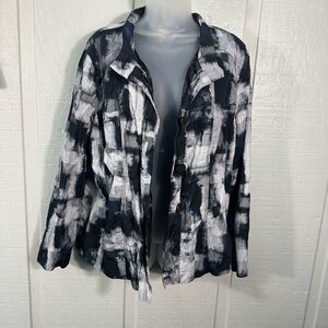 Chicos Black and White Long Sleeve Button Down Jacket Size 3(XL) EUC
